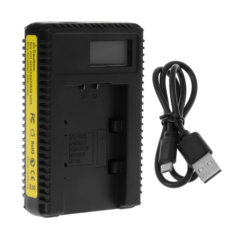 

Battery Charger For Sony NP-FH50 NP-FV30 Black LCD Display Single Slot With USB Cable