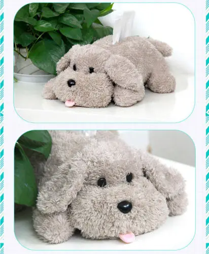 Gray Plush Dog Toy Style Anime Yuri on Ice Tissue Holder Tissue Box Cartoon Tissue Cover Paper Holder Napkin Box Paper Storage Box Tissue Tray Paper Container for Car Home Use Bathroom Accessories
