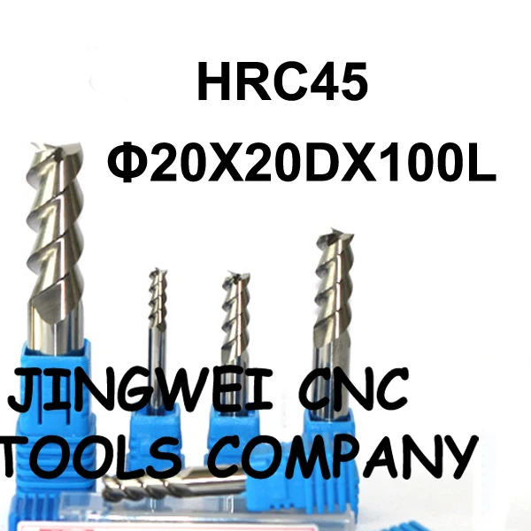 

HRC 45 Carbide end mill for aluminum 20X100mm standard length end mill for copper