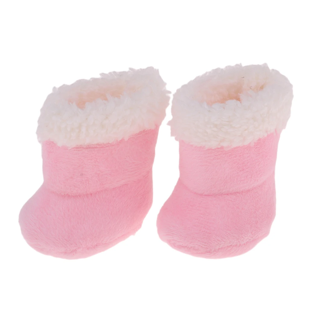 Lovely Pink Plush Boots Shoes For Mellchan Baby Doll 9-11 Inch Reborn Girl Doll Clothing Accessories