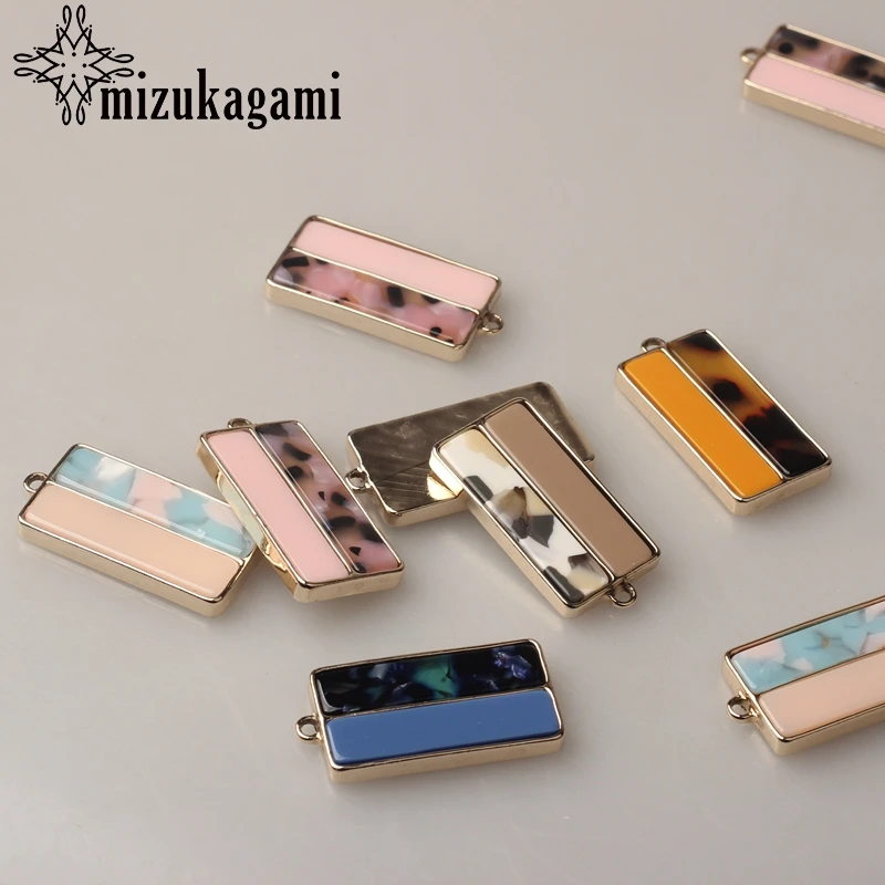 

Zinc Alloy Charms Acetate Resin Rectangle Charms Pendant 12*35mm 3pcs/lot For DIY Fashion Jewelry Making Accessories