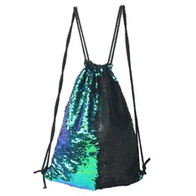Модный рюкзак русалки с блестками на шнурке, женские блестящие сумки на плечо, двусторонняя пляжная сумка для девочек, Повседневная дорожная сумка с блестками