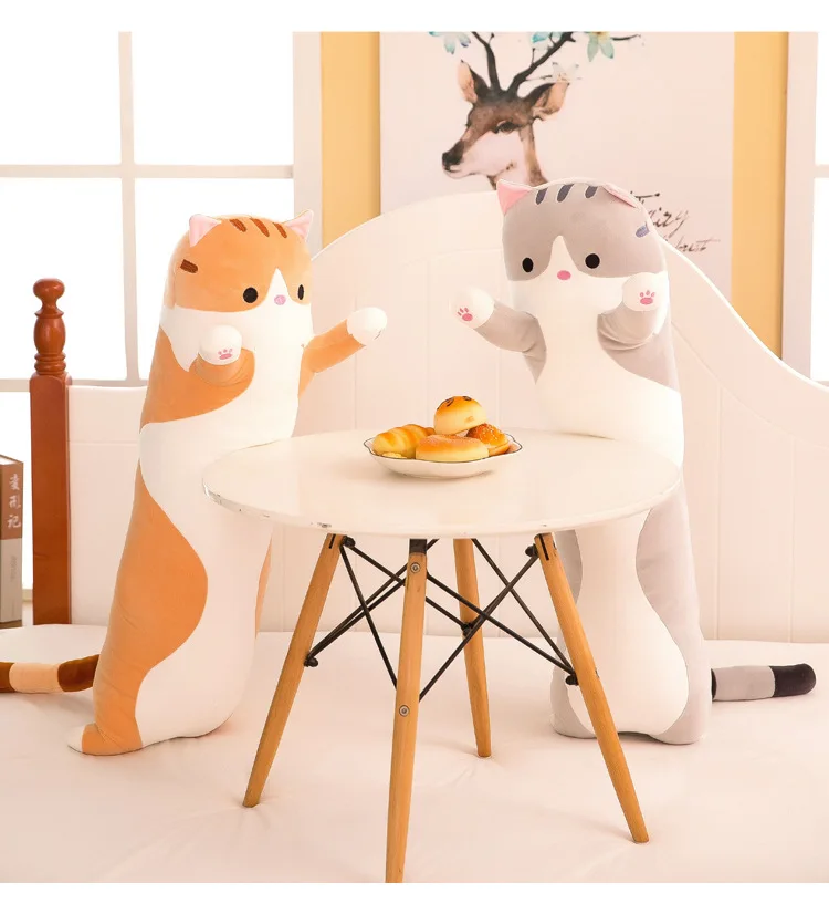 Новинка, креативная Кукла Kawaii с длинным котом, мягкие животные, подушка для ленивого сна, игрушки для детей, милые плюшевые игрушки для детей, подарки на день рождения
