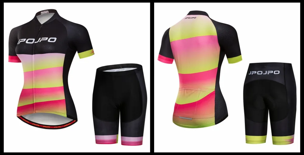 JPOJPO летний спортивный комплект для велоспорта для групповой езды на велосипеде Костюмы Для женщин быстросохнущая Форма велосипед Джерси костюм ropa mujer