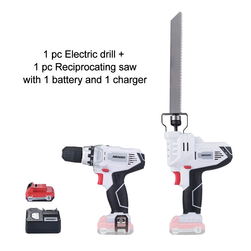 

Keinso 12V power tools Reciprocating Saw and Electric drill with one lithium battery and one charger