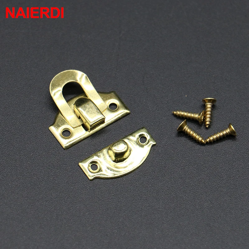 10PC NAIERDI 30x25mm Small Antique Metal Lock Catch Curved Buckle Gold ...