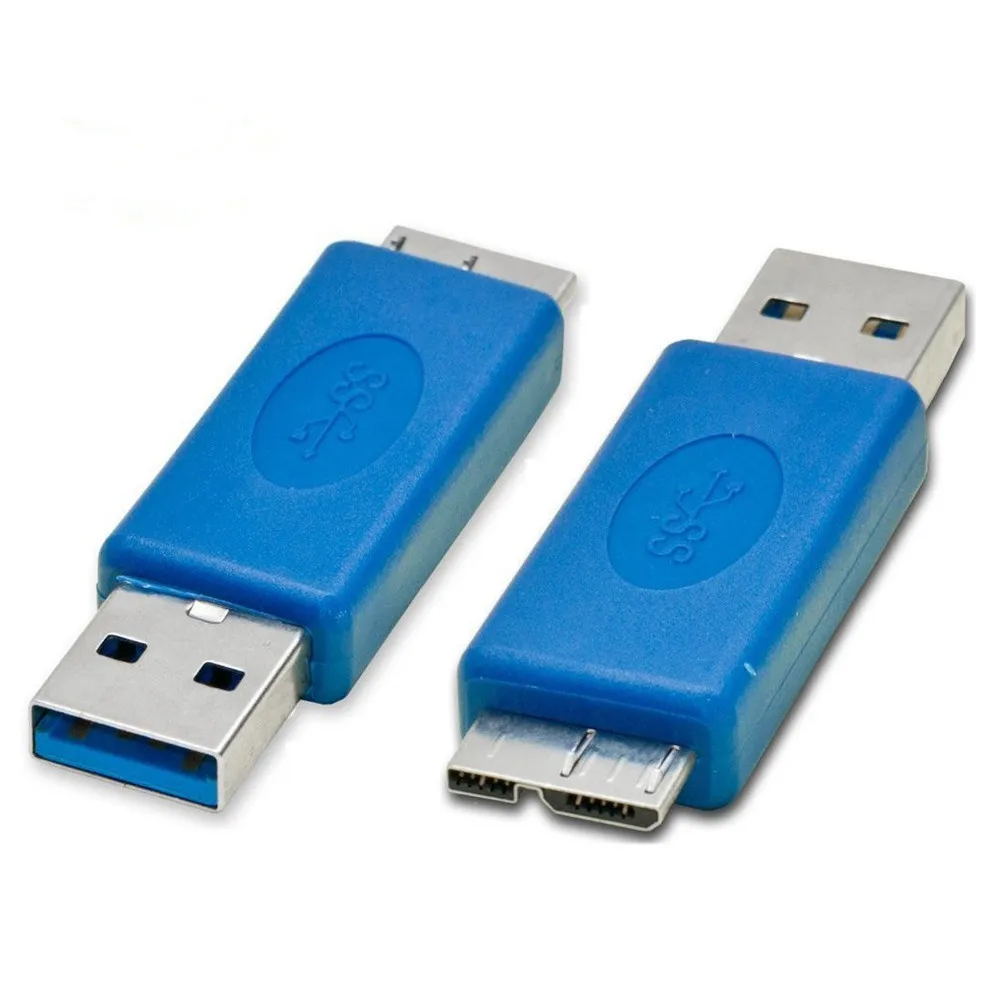 2 Pack High Speed USB 3.0 Extender Coupler Micro B Male to A Male