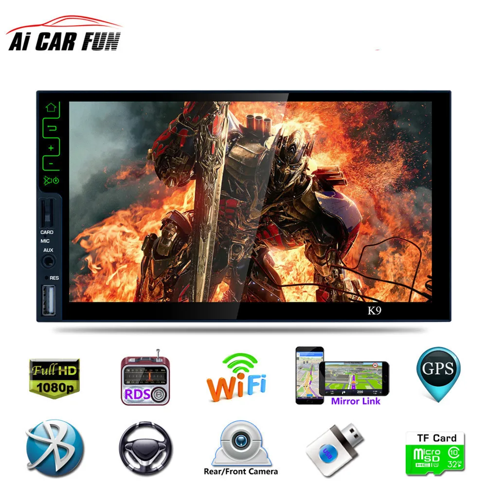 

K9 7" 2 Din Capacitive Touch Screen 4 Core Android 5.1 Bluetooth Car Mp5 Player 3G Wifi GPS Navigation Car Radio DVD FM/AM/RDS
