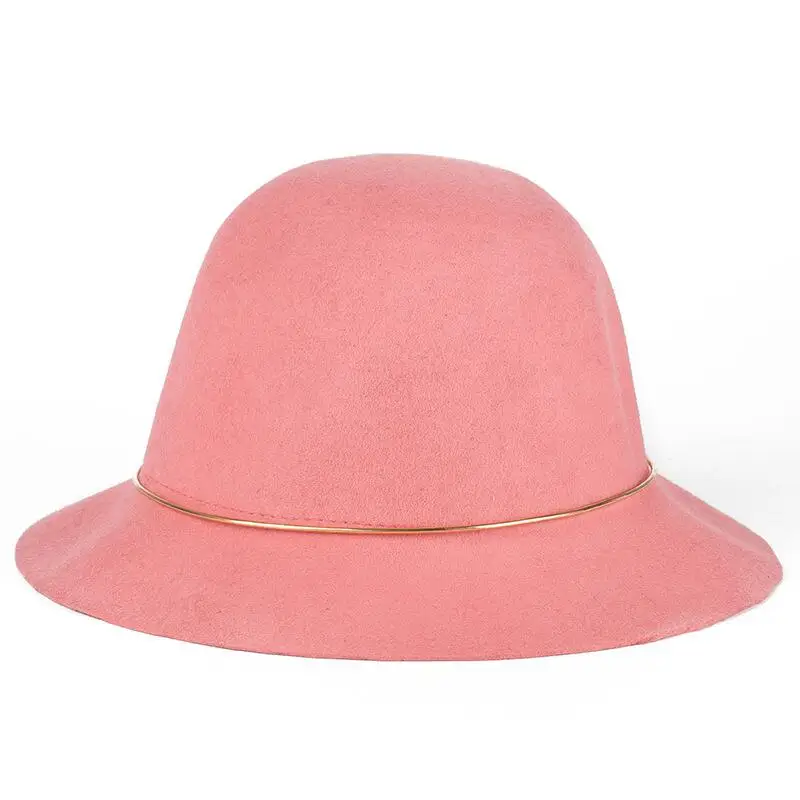 Новые высококачественные Австралийская Шерсть Fedora кольцо для шляпы благородный котелок шляпы для женщин с широкими полями формальный церковный колокол шляпа - Цвет: 13