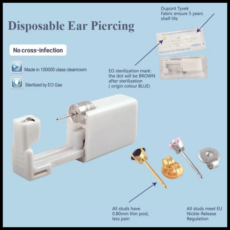 24 шт./кор. модные не причиняют боли Пирсинг Уха Комплект одноразовые безопасные стерильные пирсинг серьги-гвоздики пистолет инструмент для пирсинга набор, серьги, ювелирное изделие