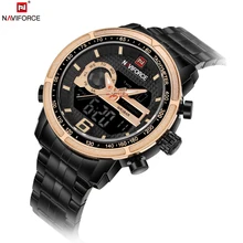 Мужские часы naviforce люксовый бренд спортивные Стальные кварцевые часы мужские водонепроницаемые наручные цифровые часы Военные Relogio Masculino