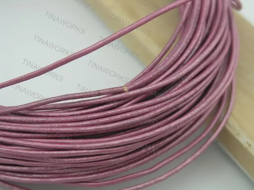 

100 Yards 1.5mm Metallic Aubergine Round Real Genuine Leather Cord for Jewelry Making Crafting Beading Necklace Bracelet Making