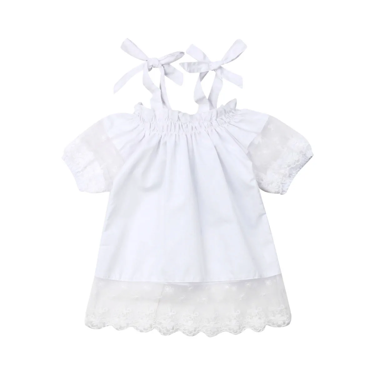 Emmababy комплект летней одежды для маленьких девочек с кружевными цветочками на подтяжках и открытыми плечами