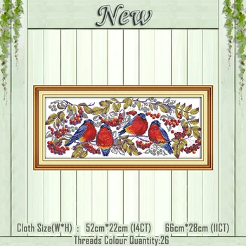 

Red covered with branches birds diy painting counted printed on canvas DMC 14CT 11CT Cross Stitch Needlework Sets Embroidery kit