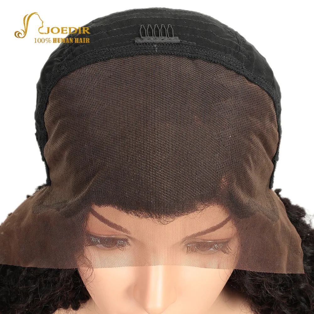 Baratos Joedir 250 densidad peluca con encaje Pre desplumado de encaje frontal pelucas de cabello humano brasileño Afro rizado peluca para mujer peluca frontal de encaje rizado