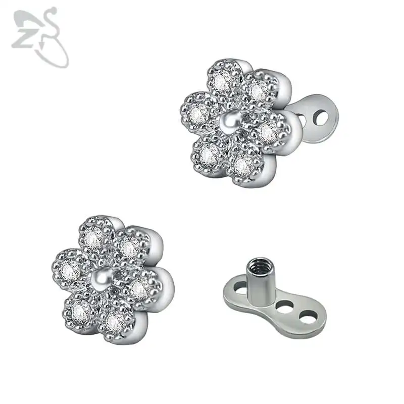 ZS 7mm Plum Micro Dermal Piercing Crystal Top Dermal Anchor Piercings