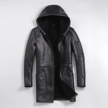 Зимняя овечья шуба, длинная овечья шерсть, Мужская теплая кожаная куртка, Мужская овчина размера плюс длинные шерстяные куртки
