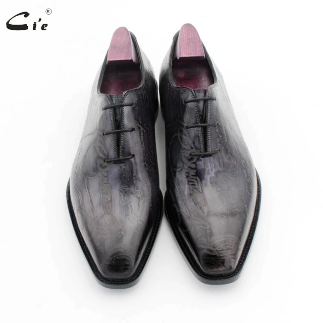 cie square toe carving design gray whole cut men dress shoe genuine full grain calf leather men leather work shoe oxford OX725