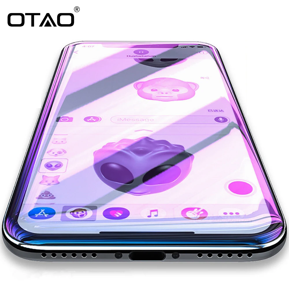 OTAO 6D Kalten Carving Vollen Abdeckung Gehärtetem Glas Für iPhone XS X 8 7 Plus Gebogenen Rand Dis