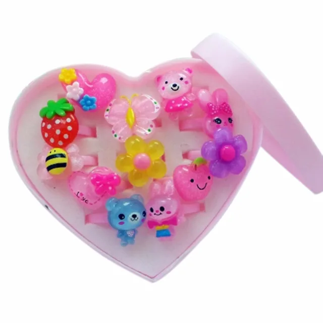 12pcs set children s cartoon rings kids rings for girls flower