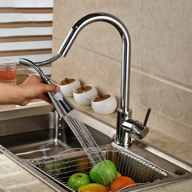 Chrome-Finish-Pull-Out-Sprayer-Head-Kitchen-Sink-Faucet-Single-Handle-Mixer-Taps-Kitchen-Faucet-Taps