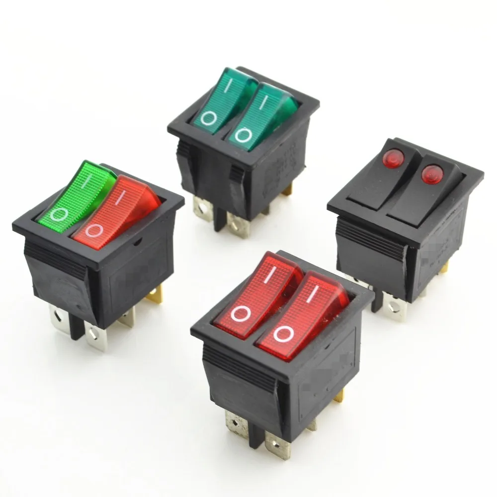 

8pcs double button twin rocker switch 6 pins with lamp