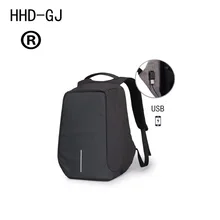 HHD-GJ New Oxford Cloth Backpack Male Bobby Fashion Computer Backpack USB Rechargeable Leisure Anti-theft Solid Color Backpack