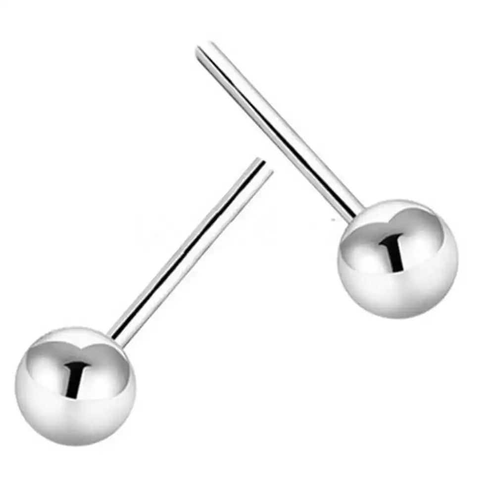 2017 Бесплатная доставка изделия действительно 925 серебряный шар простые серьги контракт круглый жемчуг серебряные серьги 4 мм