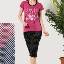 Siyah inci Lady напечатанный хлопок лайкра брюки капри костюм 19102720