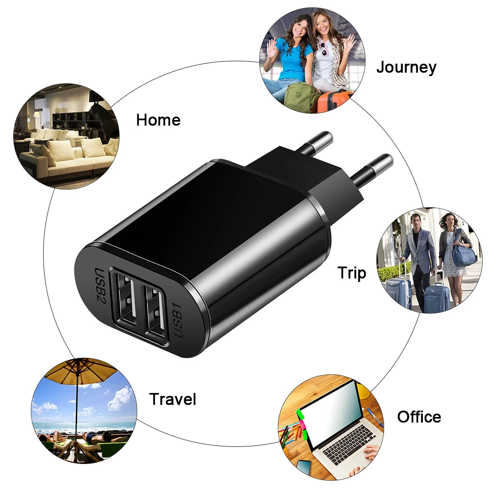 USB зарядное устройство для путешествий 5V2A настенный адаптер зарядное устройство для мобильного телефона Зарядка для iPhone7 Xiaomi samsung huawei и кабель Micro-USB в оплетке