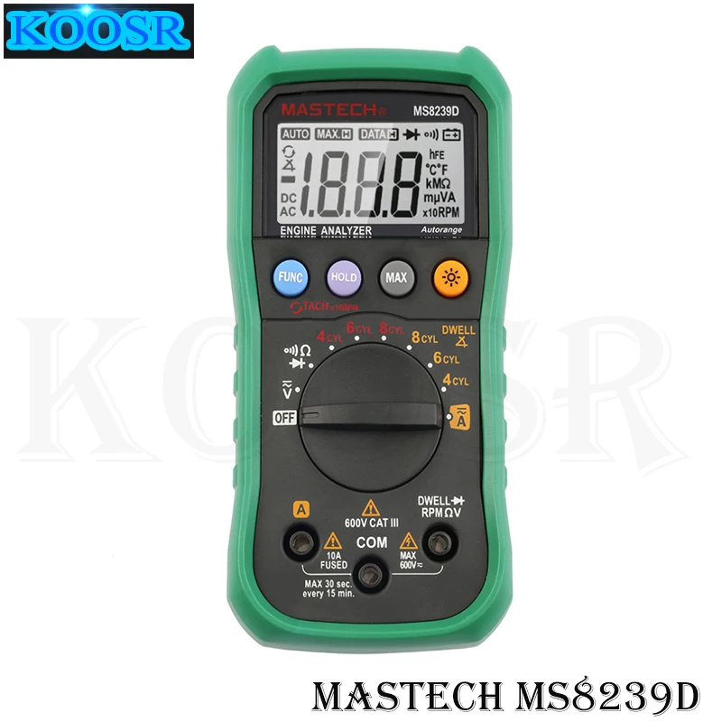 

MASTECH MS8239D Digital Automobile multimeter car engine analysis analyzer DMMS Dwell Angle/ Speed 4CYL~8CYL Continuity Tester