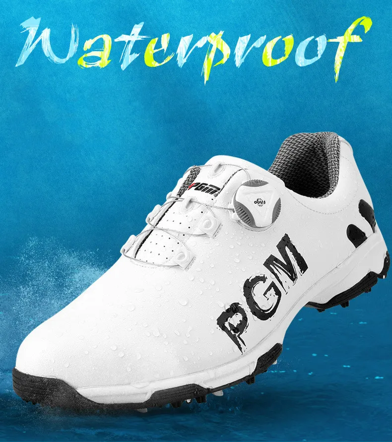 Обувь для гольфа мужские кожаные водонепроницаемые шнурки для кроссовок для занятий спортом ногтей автоматические вращающиеся шипы дышащая обувь для гольфа D0472