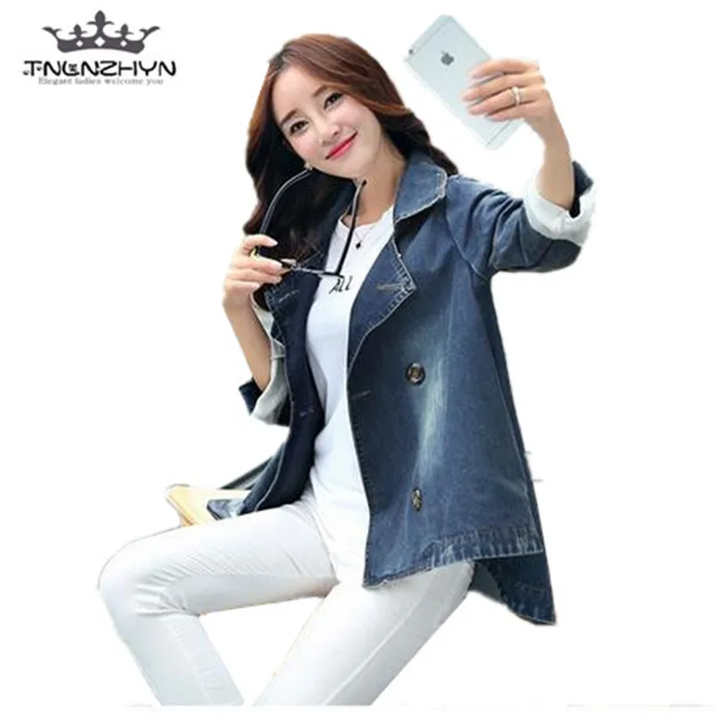 

tnlnzhyn 2019 Spring Autumn Women denim jacket Loose Casual Coat ladies three Quarters Sleeves Jeans Jackets Coats Y321