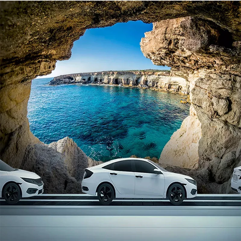 Custom Photo Wallpaper 3D Cave Seascape Mural Modern Living Room Sofa TV Background Wall Painting Wall Papers Home Decor Picture