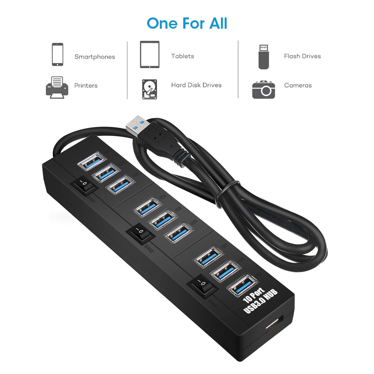 

DC 5V 500mAh USB 3.0 Switch 10 Port Hub Power Socket Plug Eletrical Power EU Plug USB Hub