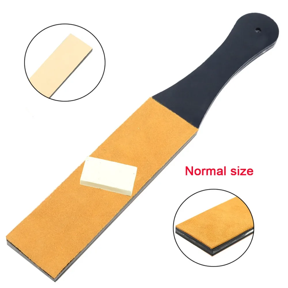 

ZY Barber Leather Sharpening Strop Men Straight Shaving Razor Strop Knife Belt Strap Kitchen 2 Sides Sharpener + Polishing Paste