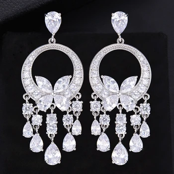 

SisCathy 2019 New Design Elegant Refined Full Cubic Zirconia Waterdrop Pendant Earrings For Women Lover Girlfriend Gifts