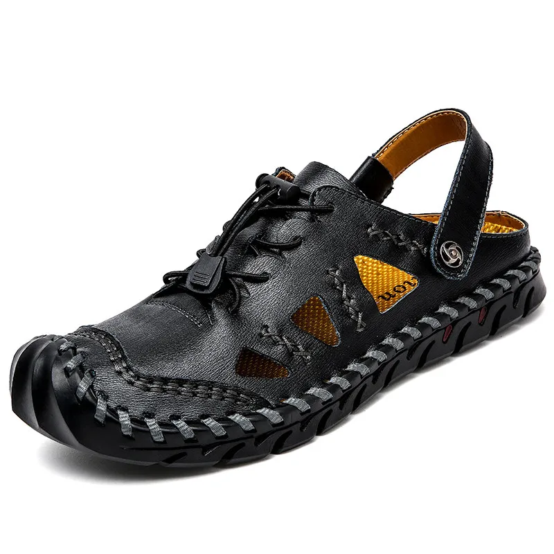 

A4 Mens Sandals Genuine Leather Crocse Clogs Men Sandalias Zapatos De Hombre Sandles Sandalet Summer Croc Shoes Sandals Men 2019