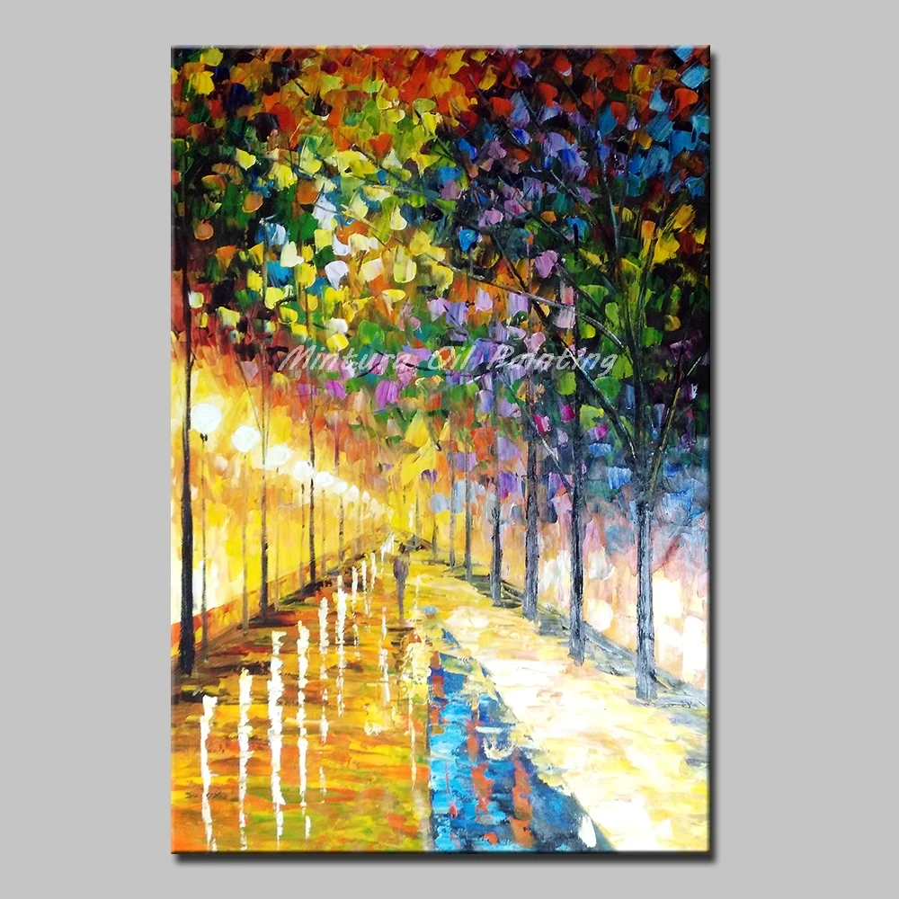 Mintura Frameless Paintings Hand Painted Palette Knife Landscape Oil