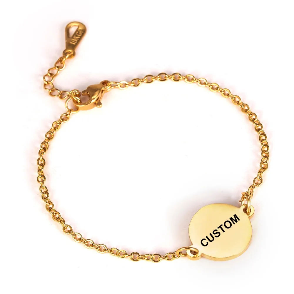 На заказ имя круглые браслеты золото из нержавеющей стали с календарем Письмо Браслеты с подвесками для женщин персонализируемая бижутерия семья друзья подарок