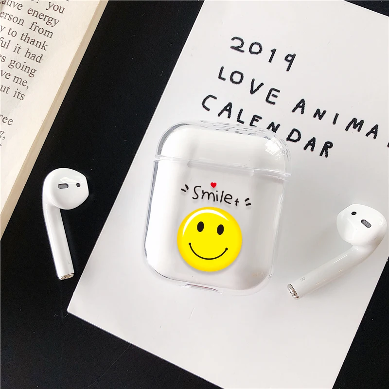 Прозрачные Беспроводные наушники с милым рисунком чехол сумка для Apple AirPods 1 2 чехла Жесткий ПК Bluetooth зарядный чехол для гарнитуры
