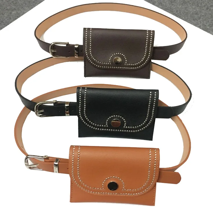 2018 Fashion New Vintage Metal Belt With Small Square Pocket Rivet