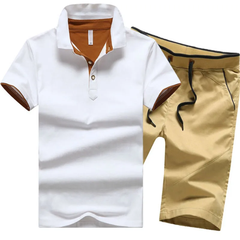 19 Colors Plus Size M-4XL Men Summer Clothing Set New Fashion Casual Male Suits T- Shirt+Shorts Clothes Sets Tracksuits  