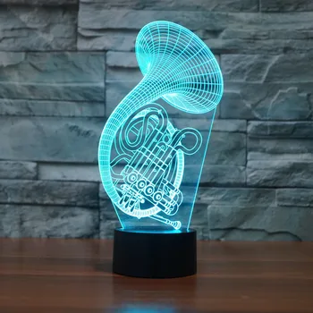 

USB Saxophone 3D Lamp Music Instruments Optical Illusion Night Light Colorful Touch Table Lamp for Music Room Home Lighting