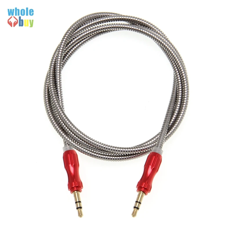 100pcs lot Aux Cable Speaker Wire 3 5mm Jack 1m Sliver Ring Matel Audio Cable for Car Headphone Adapter Speaker MP3 MP4 Cheap