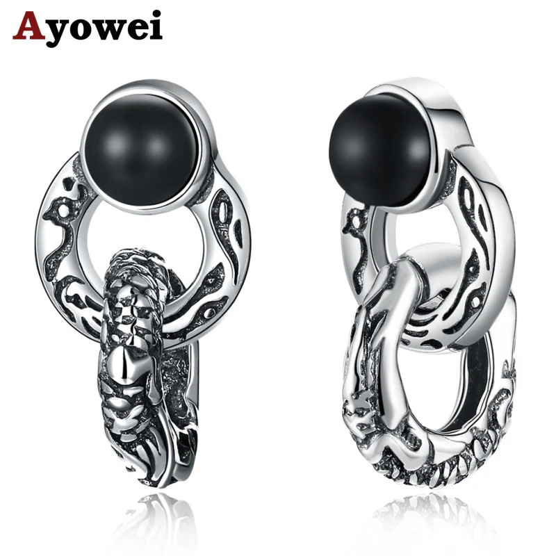 925 Стерлинговое серебро создан черный циркон Винтажные серьги для девочек серьги чистое серебро модные ювелирные изделия SE13A