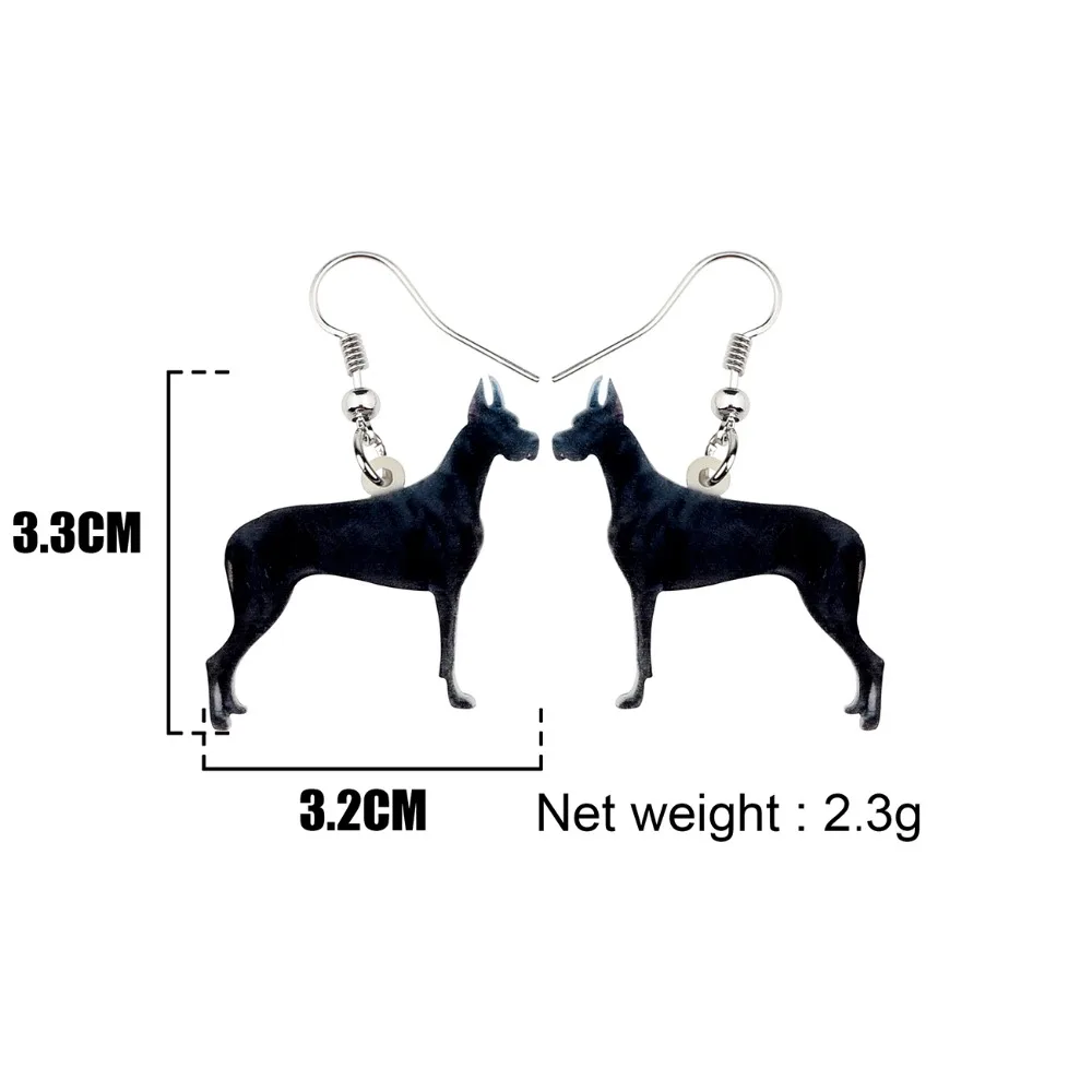 Bonsny Statement Acrylic Great Dane Dog Earrings Dangle Drop Fashion Animal Jewelry Gift For Women Girls Pet Lovers Accessories