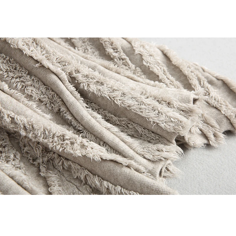 Otoño Mujeres Falda Fincati Irregular Invierno Femme Pluma Larga Hem Estilo Punto De borgoña Grandes Una Línea Tassel Dobladillo caqui Negro gris Srtwdr