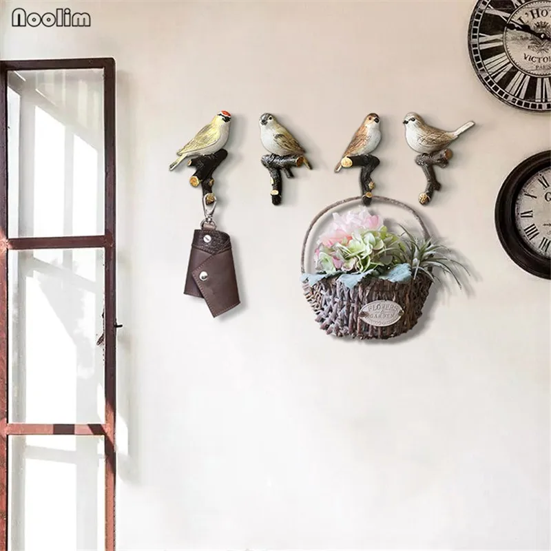 

NOOLIM Wall Hanging Key Holder Nordic Personality Creative Bedroom Bird Hanger Wall Hanging Handbag Hook Porch Wall Decoration