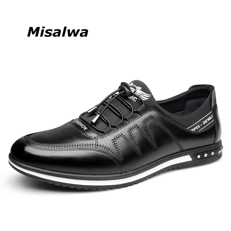 

Misalwa New Men Causal Fashion Shoes Young Men Genuine Leather Flats Men Leisure Footwear Daily Shoes Free Shipping